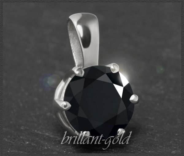 Brillant Anhänger 1,92ct, schwarz; 585 Weißgold